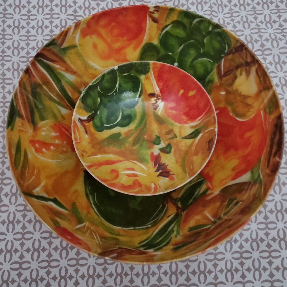 VINTAGE Tropical Fiberglass Serving  Bowl Set.